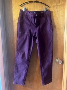 Woman’s French Dressing Jeans  Burgundy Utility Pants 8